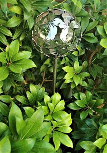 Jürgen Bocker Gartenambiente Rosenkugel Flower 10 cm - 20 cm Edelstahl matt gebürstet mit Stab 80 cm (10 cm)