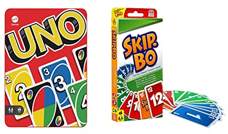 Mattel Games HGB63 - UNO-Kartenspiel mit 112 Karten in hochwertiger Metallbox, Exklusive Sammlerdose, ab 7 Jahren & 52370 - Skip-BO Kartenspiel und Familienspiel für 2 - 6 Spieler, ab 7 Jahren