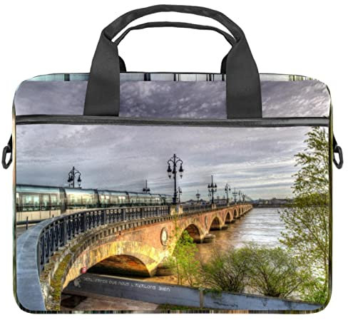 France Bridges Rivers Trains Laptop Schultertasche Messenger Bag Crossbody Bag Messenger Sleeve für 13 13,3 14,5 Zoll Laptop Tablet Schutz Tote Bag Case, mehrfarbig, 11x14.5x1.2in /28x36.8x3 cm