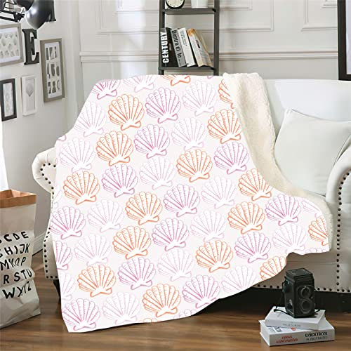 Plaid Corail Rose Orange Plaid Canape Flanelle et Laine Agneau Couverture Conception Recto-Verso Plaid Polaire Mou Jeté de Canapé Epaissir Plaid Canapé 150x200cm
