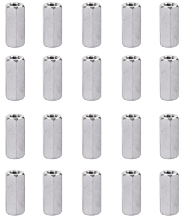 SyiXute 20 Pezzi Dadi Lunghi Esagonali,M6 Stelo lungo Dado Esagonale,Acciaio al Carbonio Dado Esagonale per Dispositivi di Fissaggio Industriali (M6*10 * 20mm)