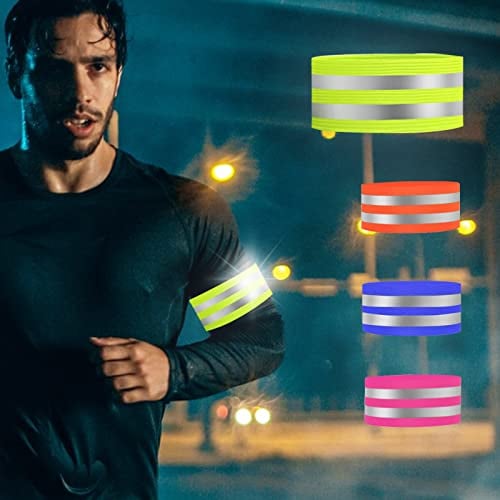 Phantasy® Doppel Reflektorbänder 4 Stücke, Running Sicherheitsband Reflektierend Hochsichtbarer Reflektor Band Sicherheits-Armband mit Klettverschluss für Kinder & Erwachsene, Grau