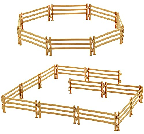 HAOBIN 30 Stück Fence Set Zubehör Mini Pferd Corral Zaun Koppel Bauernhof Kunststoff Farm Fechten Zäune Gartenzaun Bauernhoftiere DIY Dekorationsbedarf (30)