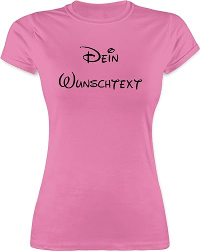 Shirt Damen - Aufdruck selbst gestalten - Wunschtext I Geschenk mit eigenem Text personalisiert - L - Rosa - t Tshirt Bedrucken Lassen personalisierte Name t-Shirt drucken namens-Shirt 4 zeilen