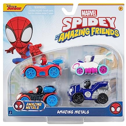 Spidey und seine Super-Freunde SNF0200 - Metall Fahrzeuge 4er-Set, Spielzeug ab 3 Jahren