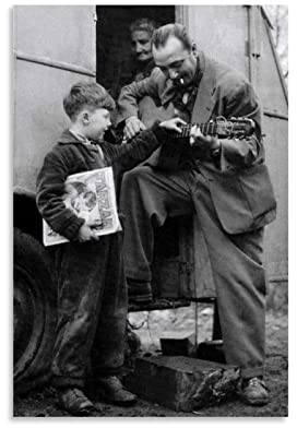 Foto Auf Leinwand 30x50cm Django Reinhardt und Kinder Leinwand Wandkunst Wohnzimmer Poster Schlafzimmer Dekor Malerei Kein Rahmen