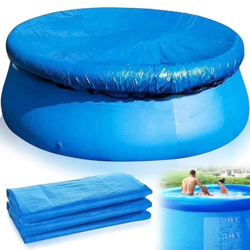 Swimming Pool Cover, 10FT Paddling Pool Cover Round Solar Pool Covers Rainproof Dustproof Pool Cover Easy Set for Frame Swimming Pools (10FT)