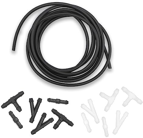 Kit de manguera para limpiaparabrisas – Incluye manguera de líquido de lavado de 4 metros y 12 conectores de manguera – Conecta la bomba de agua y boquillas del coche – Adecuado para la mayoría de