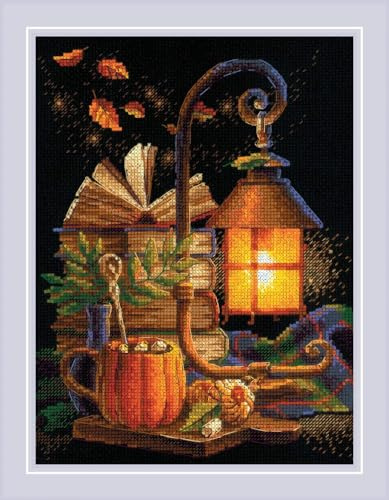Riolis Kreuzstich Stickpackung Gemütlicher Herbst, Zählmuster, 18x24cm
