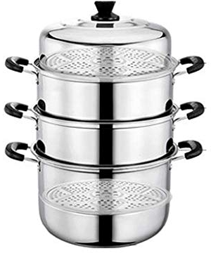 Agashi Olla de Vapor, Vaporera Comercial Gruesa de Acero Inoxidable, Cacerola de Vapor de 4 Capas, Cocina de Gas, Utensilios de Cocina para Cocinar Al Vapor/40Cm