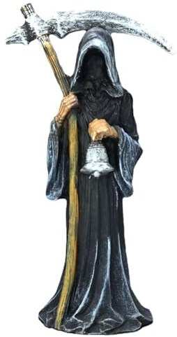 Rocky Green Heiliger Tod Statue stehend religiöse Sense haltende Sense Dekofigur Sensenmann Statue Altar Skulptur Desktop Dekoration