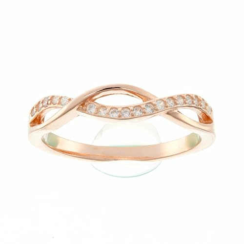 Beneto Ring Pink Gold Plated Silver Ring with AGG191 Crystals - Circuit: 52 mm sBE0436-52, Estándar, Nicht-Edelmetall, Kein Edelstein