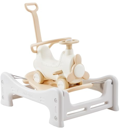 VEVOR 5-in-1 Schaukelpferd für Kleinkinder von 1–3 Jahren, Baby-Schaukelpferd mit Trampolin, abnehmbarem Balance Board, Schiebegriff und 4 leichtgängigen Rädern, trägt bis zu 36 kg, Kinderspiel