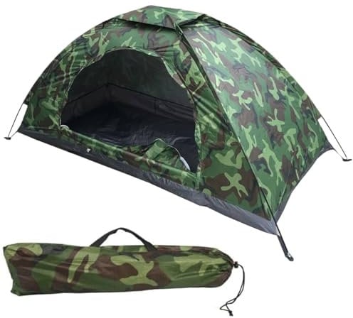 One Man Tent Waterproof & Sun Resitant 1 Person Backpacking Tent Camouflage Patterns Hiking Tent Lightweight Small Tents with Storage Bag Easy Setup for Camping Hiking