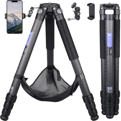 Trípode Compacto de Fibra de Carbono con Bolsa de Piedra ARTCISE CT90C Soporte de cámara de Viaje de Alta Resistencia para videocámara Canon Sony Nikon DSLR, Carga máxima 40 kg