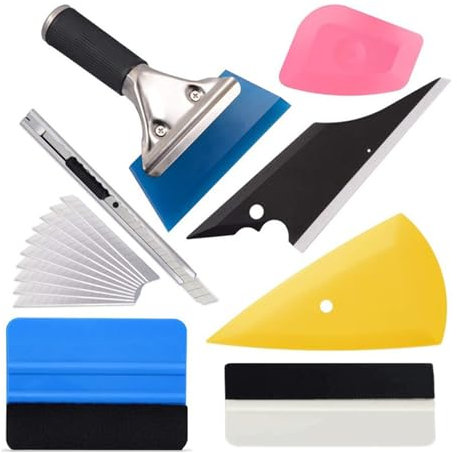 lcyen 17Pcs Car Window Tint Kit, Professional Vinyl Wrap Tools, Window Film Installation Tools with Vinyl Squeegee Cutting Tool Felt Squeegee, for Car Wrapping and Install Wallpaper