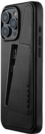 Mujjo Leather Wallet Case iPhone 16 Pro Max Schwarz