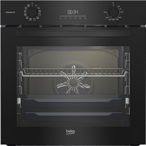 Beko BBIS17300BCS b300 Einbau-Backofen 72 Liter, Multifunktionsofen mit 12 Funktionen, SteamAdd-Dampffunktion, SoftClose-Tür, katalytische Rückwand, versenkbare Knebel, Schwarz