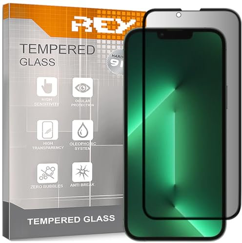 REY Protector de Pantalla Antiespía para iPhone 13 6,1 - 13 Pro 6,1 - 14 6,1, Cristal Vidrio Templado Premium