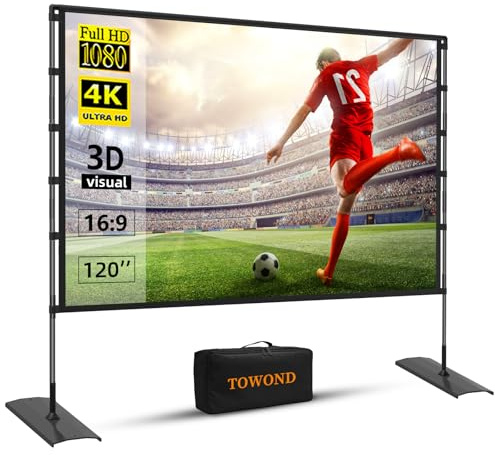 TOWOND Projector Screen and Stand 120 inch Outdoor Projector Screen