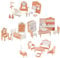 Dolls House Furniture, 32 Pcs Minihouse Furniture Set, Realistic Dollhouse Miniatures, Pretend Play Doll House Furniture Set,Dollhouse Accessories,Miniature Bedroom Living Room Bathroom for Boys Girls