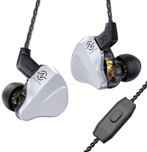 ccz BC04 Pro in Ear Monitor Headphones, 1DD & 1BA Hi-Res Wired Earbuds, Noise Isolating Fit, Ergonomic Design IEM Earphones for Musicians, Audiophiles, Stage, Gaming Earbuds with Detachable Cable