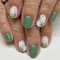 Lot de 24 faux ongles carrés courts en acrylique brillant Motif fleurs Vert clair