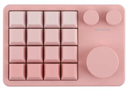 KiiBoom Cybrix 16 VIA Programmable Macro Pad - 16 Tasten + 3 Knöpfe, Type-C Numpad aus Aluminium, Hot-Swappable PCB, RGB Keyboard, leichte & tragbare numerische Tastatur für Windows & Mac (Rosa)