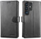 LENSUN Coque pour Samsung Galaxy S25 Ultra, Étui en Cuir Véritable Housse [RFID Blocage] avec Rangements Cartes et Fermoir Magnétique pour Samsung S25 Ultra 5G - Noir