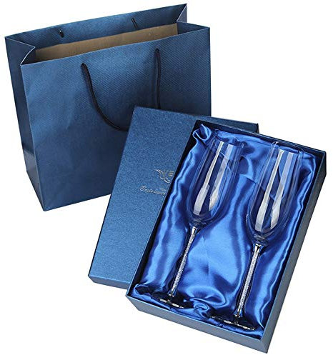 Okeeyseda 2Pc Verres de Mariage Personnalisé Flûtes Une Champagne Cadeau de Fête Cristallin Griller Verre Gobelet