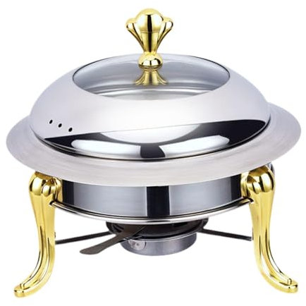 Gralara Set de Calentador para Catering, Utensilios de Acero Inoxidable, de Buffet para Camping, Oro, Individual