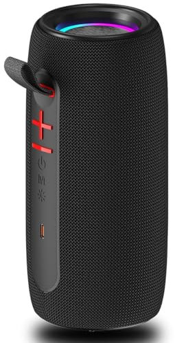 Portable Bluetooth Speaker: IPX6 Waterproof,High volume,dual speakers,10M play,10W powerful,USB/TF,LEDlights,TWS for play,outdoor/travel/camping/riding/Saudi/Arabia/family/party/celebration,(Black)