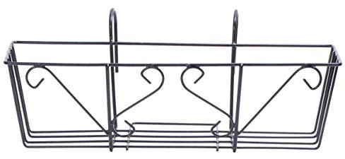 Mensola nera da appendere, per balcone, ringhiera, fioriera, vasi in ferro e metallo, supporto per vasi da fiori per patio, portico e finestre, nero
