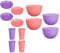 4pk Tableware Set Dinnerware Set with Plate, Bowl and Cup Reusable, for Kids Home Kitchen or Picnics use - Pink & Purple