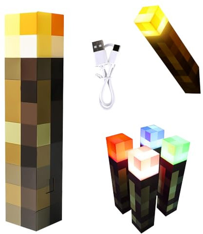 KQWVZ Wall Fackel Nachtlicht, 3D Nachttischlampe mit 4 Farbe, Craft Fackel Lampe USB Wiederaufladbare, Hand- und Wandmontage, Wandlampe für Kinder Geschenke, Zimmer & Party-Deko [Energieklasse A]