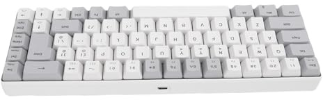 XUMIUZIY Wired Gaming Tastatur, Komfortable Mechanische Tastatur, 60% Kompakt mit RGB Hintergrundbeleuchtung, Ergonomischem Design, Anti Ghosting, 12 Multimedia Tasten, USB Plug and (Grauer weißer