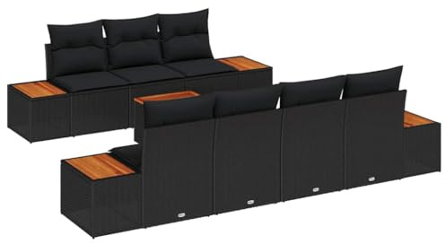 vidaXL Gartensofa-Set 8 STK. Schwarz Poly Rattan