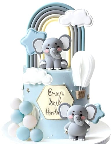 Elefanten Tortenfigur Sein ein Junge Kuchen Dekorationen Elefant Kuchen | Elefanten Tortenfigur Sein ein Junge Kuchen Dekorationen Elefant Kuchen Topper Kugeln Dekoration für Baby Junge Geburtstag