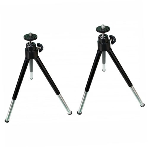 HYTROVE Mini Mobile Broadcast Stand Tripod 2pcs Portable Telescopic Two-segment Phone Holder Small Desktop Tripod for Selfie and Digital Cameras Black
