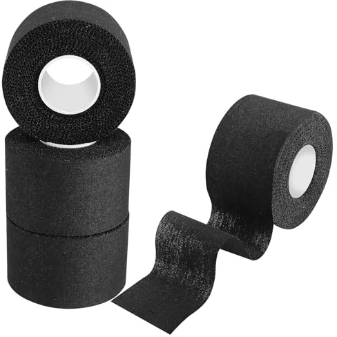Xinstroe 4 Rollen Sport Tapes, 3,8cmx10m Sporttape Sport Tapeverband | Selbstklebende Sportbandage für Fußball Volleyball Klettern Alle Sportarten(Schwarz)