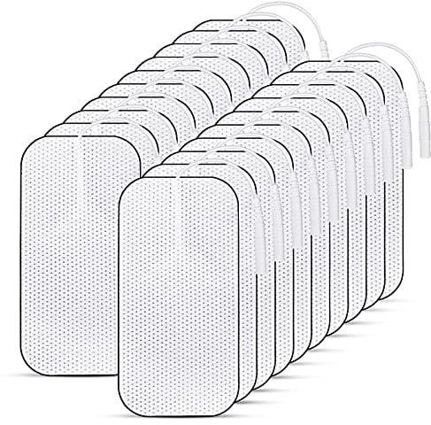Tens Elektroden Pads, 20 Stück Selbstklebende Elektroden für Tens Gerät, 40 x 80 mm Wiederverwendbare Elektroden mit 2 mm Steckanschluss, Kompatibel mit TENS-Geräten und EMS-Trainer