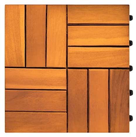 Casaria Baldosa de Madera Acacia Moisaico 30x30cm Losa de Terraza Jardín Balcón Baldosas Losetas