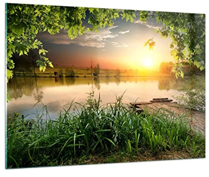 ARTTOR Bilder auf Glas 100x70cm Glasbild Brücke See Groß Wanddeko Bild im Glas Schlafzimmer Küche Deko Wandbilder Dekoration Wohnzimmer Modern Wall Decor Glasdruck Wand Kunstdruck Art GAA100x70-3914