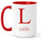 grabmybits Laura Personalized Initial Mug - Custom Name Ceramic Cup for Tea or Coffee Gift - Red