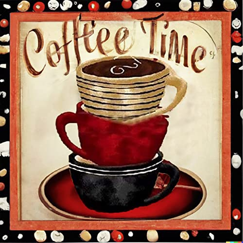 Bimkole DIY 5D Diamond Painting Zubehör Kaffeetasse, Briefe abstrakte Malerei Diamant Malerei Kit Voll Runde Bohrer Malen nach Zahlen Malerei Stickerei Kreuzstich Diamond Dekoration, (30x30 cm)