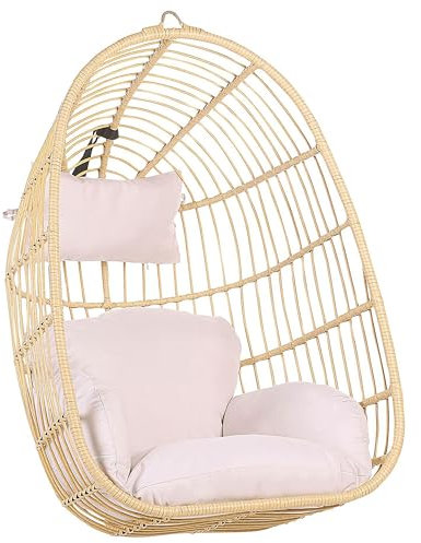 Moderner Hängekorbsessel Rattan ohne Gestell inkl. Kissen Beige Casoli