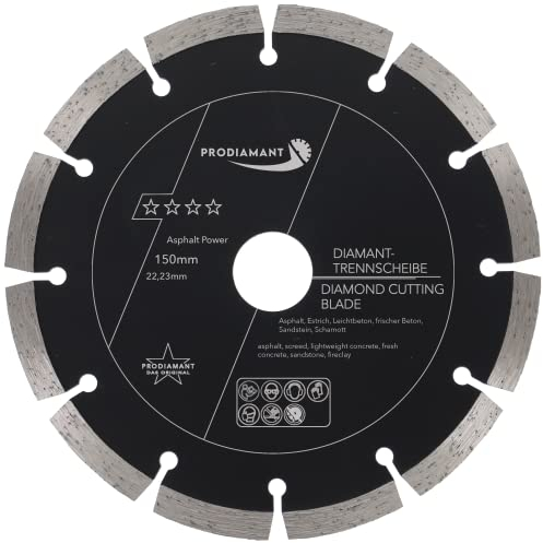PRODIAMANT Diamantscheibe 150 mm x 22,2 mm Abrasiv für Straßen, Asphalt, Estrich, Leichtbeton, frischer Beton, Sandstein und Schamott