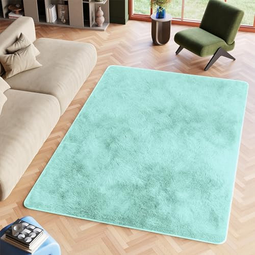 TAPISO Silk Teppich Shaggy rutschfest Pfefferminzgrün Antirutsch Hochflor Langflor Kuschelig Schlafzimmer Wohnzimmer Bedvorleger ÖKO-TEX 200 x 300 cm