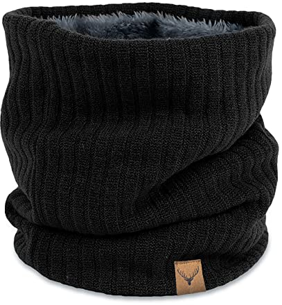 NEOLA Winter Neck Warmer - Thermal Knitted Snoods Windproof Fleece Lined Circle Scarf Soft Warm Neck Gaiter Gifts for Mens Cycling Skiing Motorcycle