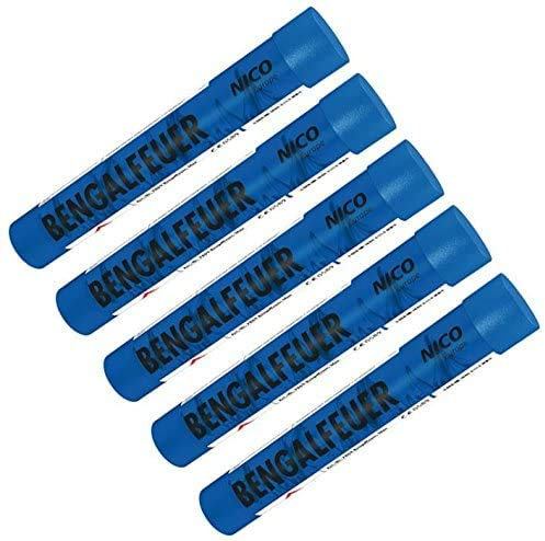 Bengalfeuer Blau 5 Stück Bengalfeuer Nico Bengalen Bengalo Feuerwerk (Blau, 5)